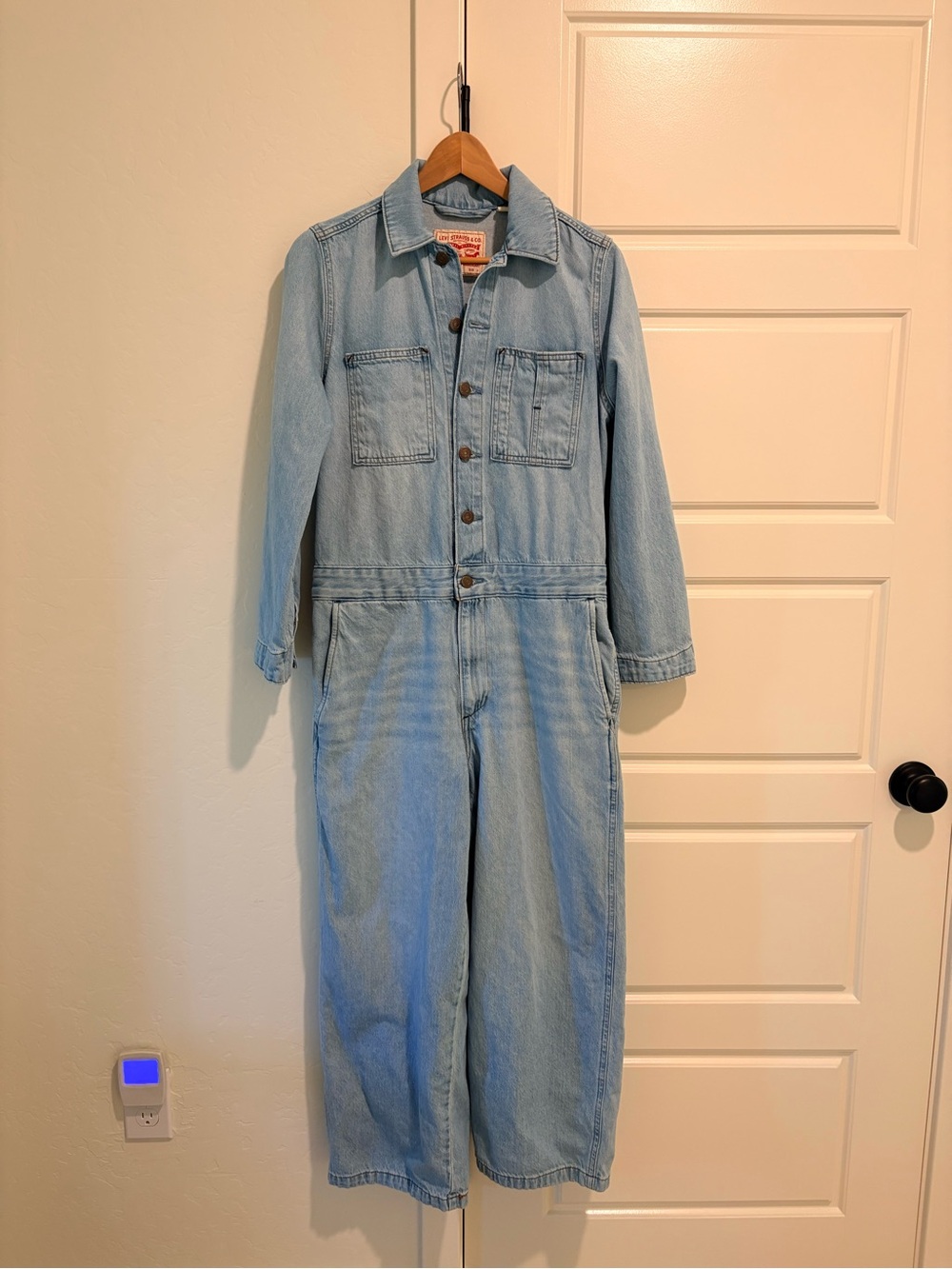 Levi's 90s Style Light Blue Denim Jumpsuit Sz S 100% Cotton Coverall Mechanic